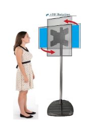  32" 43" 49" 55" Arası Taşınabilir 3 Parça Demonte TV 90° Döner Ekran Teşhir Ve Sunum Standı Krom Kaplı