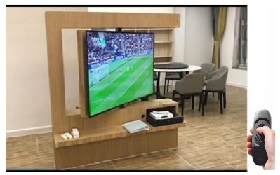 43" 55" 65" Arası  LCD Tv Dolap Arası 180° Döner TV Sehpa Lcd Askı Aparatı Motorlu KUMANDALI