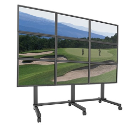 37" 55" Seyyar Tekerlekli Mounted 3 x 3 Video Wall Solutions Çoklu Monitör İzleme Standları